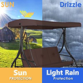 3-Person Porch Swing with Adjustable Canopy, Removable Cushions & Steel Frame, 2-in-1 Convertible Patio Swing Bed for Backyard, Poolside