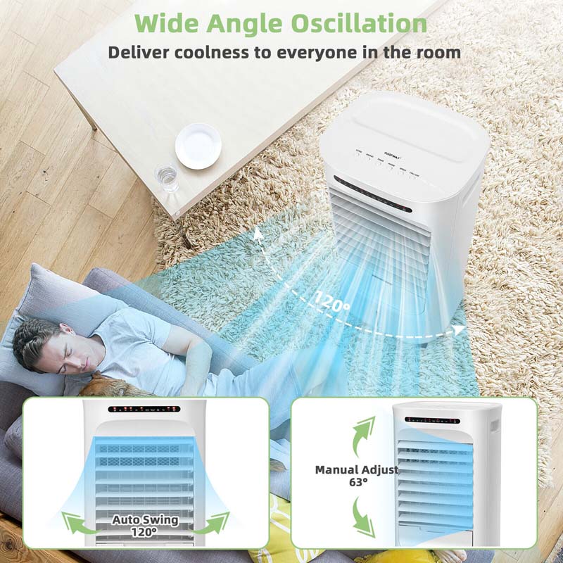 1000 CFM 4-in-1 Portable Evaporative Air Cooler Fan, Humidifier & Purifier with 15H Timer, 3 Speeds, 2.6 Gal Water Tank, Remote Control for 500 sq.ft