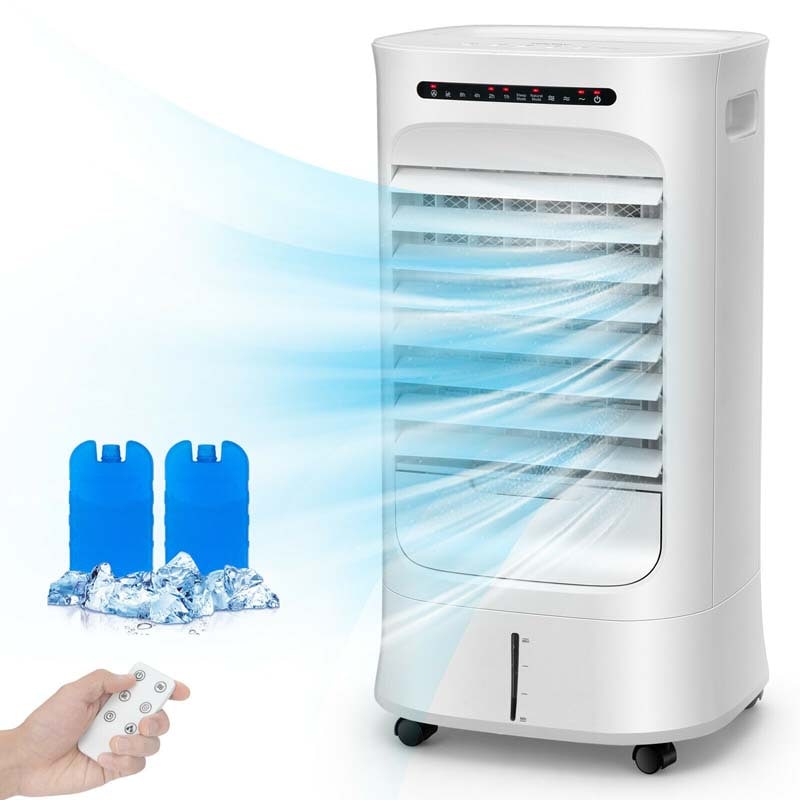 1000 CFM 4-in-1 Portable Evaporative Air Cooler Fan, Humidifier & Purifier with 15H Timer, 3 Speeds, 2.6 Gal Water Tank, Remote Control for 500 sq.ft