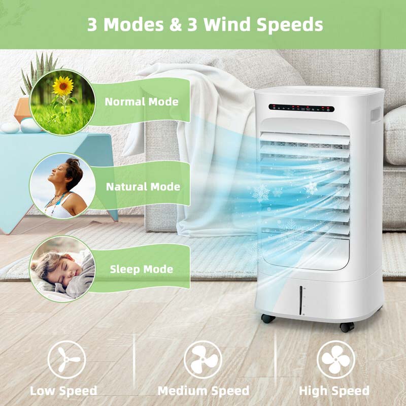 1000 CFM 4-in-1 Portable Evaporative Air Cooler Fan, Humidifier & Purifier with 15H Timer, 3 Speeds, 2.6 Gal Water Tank, Remote Control for 500 sq.ft