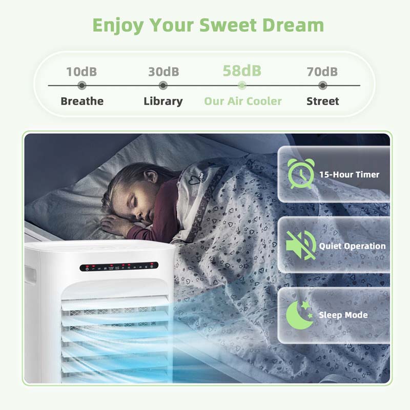 1000 CFM 4-in-1 Portable Evaporative Air Cooler Fan, Humidifier & Purifier with 15H Timer, 3 Speeds, 2.6 Gal Water Tank, Remote Control for 500 sq.ft