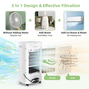 1000 CFM 4-in-1 Portable Evaporative Air Cooler Fan, Humidifier & Purifier with 15H Timer, 3 Speeds, 2.6 Gal Water Tank, Remote Control for 500 sq.ft