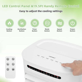 1000 CFM 4-in-1 Portable Evaporative Air Cooler Fan, Humidifier & Purifier with 15H Timer, 3 Speeds, 2.6 Gal Water Tank, Remote Control for 500 sq.ft