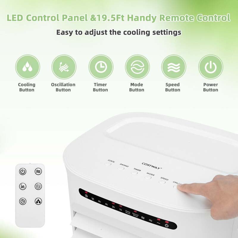 1000 CFM 4-in-1 Portable Evaporative Air Cooler Fan, Humidifier & Purifier with 15H Timer, 3 Speeds, 2.6 Gal Water Tank, Remote Control for 500 sq.ft