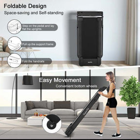 4.0HP Folding Treadmill 265LBS MAX Heavy-Duty Electric Running Machine with LED Touch Screen & Speaker