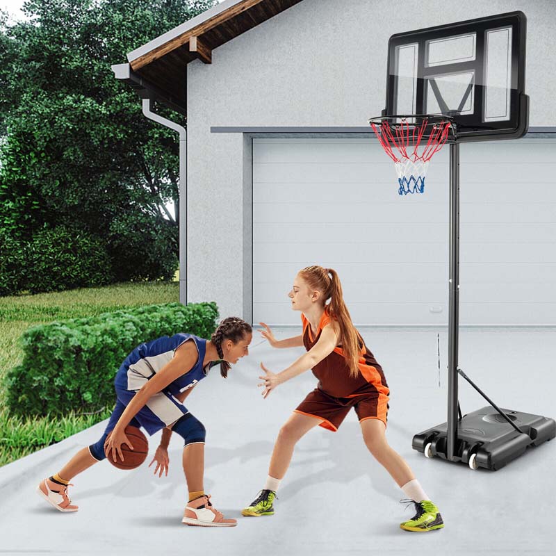 4.25-10 FT Portable Basketball Hoop System, Height Adjustable Basketball Goal with 44" Shatterproof Backboard & 2 Nets for Indoor Outdoor Teens Adults