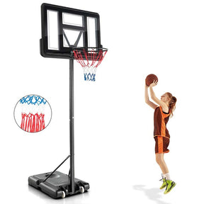 4.25-10 FT Portable Basketball Hoop System, Height Adjustable Basketball Goal with 44" Shatterproof Backboard & 2 Nets for Indoor Outdoor Teens Adults