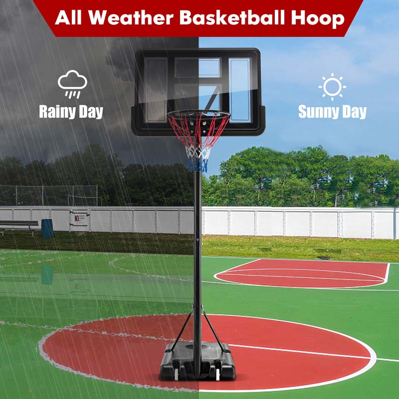 4.25-10 FT Portable Basketball Hoop System, Height Adjustable Basketball Goal with 44" Shatterproof Backboard & 2 Nets for Indoor Outdoor Teens Adults