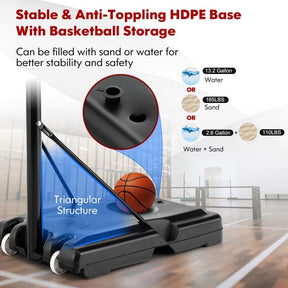 4.25-10 FT Portable Basketball Hoop System, Height Adjustable Basketball Goal with 44" Shatterproof Backboard & 2 Nets for Indoor Outdoor Teens Adults