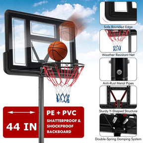 4.25-10 FT Portable Basketball Hoop System, Height Adjustable Basketball Goal with 44" Shatterproof Backboard & 2 Nets for Indoor Outdoor Teens Adults