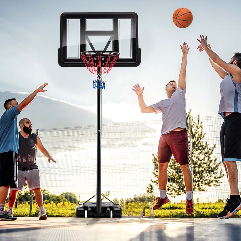 4.25-10 FT Portable Basketball Hoop System, Height Adjustable Basketball Goal with 44" Shatterproof Backboard & 2 Nets for Indoor Outdoor Teens Adults