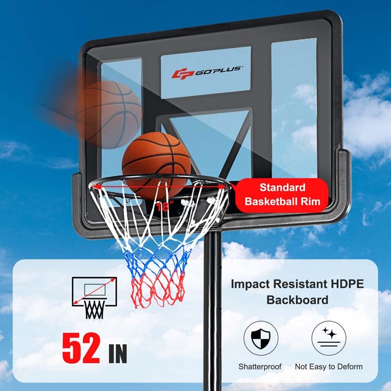 4.5-10FT Portable Basketball Hoop Outdoor, Height Adjustable Basketball Goal System with 44" Backboard & Wheels