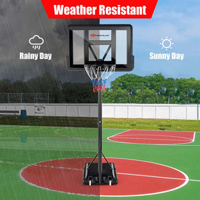 4.5-10FT Portable Basketball Hoop Outdoor, Height Adjustable Basketball Goal System with 44" Backboard & Wheels