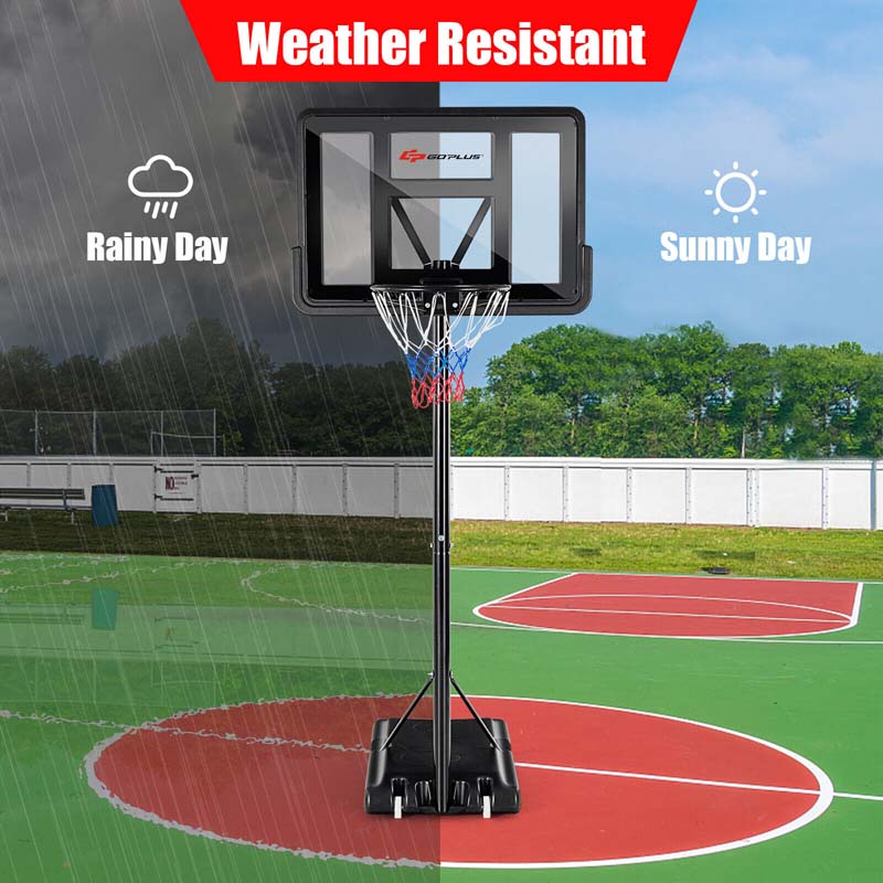 4.5-10FT Portable Basketball Hoop Outdoor, Height Adjustable Basketball Goal System with 44" Backboard & Wheels