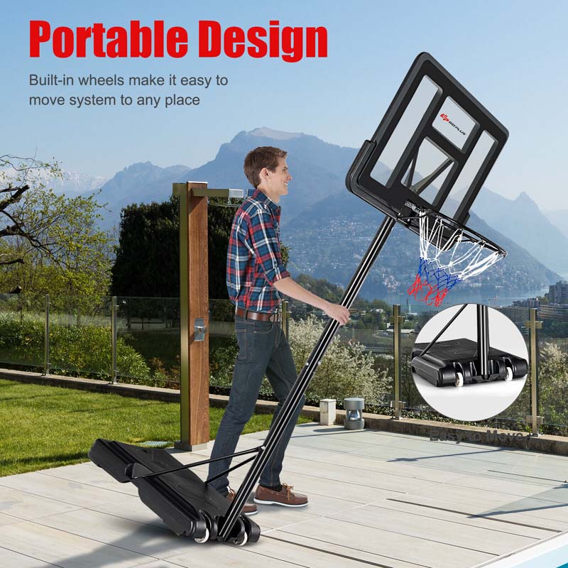 4.5-10FT Portable Basketball Hoop Outdoor, Height Adjustable Basketball Goal System with 44" Backboard & Wheels