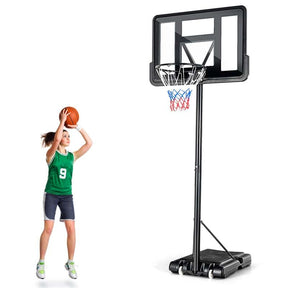 4.5-10FT Portable Basketball Hoop Outdoor, Height Adjustable Basketball Goal System with 44" Backboard & Wheels