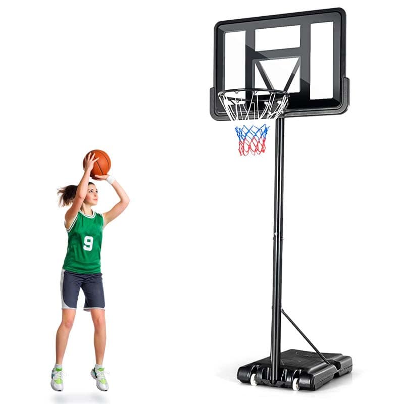 4.5-10FT Portable Basketball Hoop Outdoor, Height Adjustable Basketball Goal System with 44" Backboard & Wheels