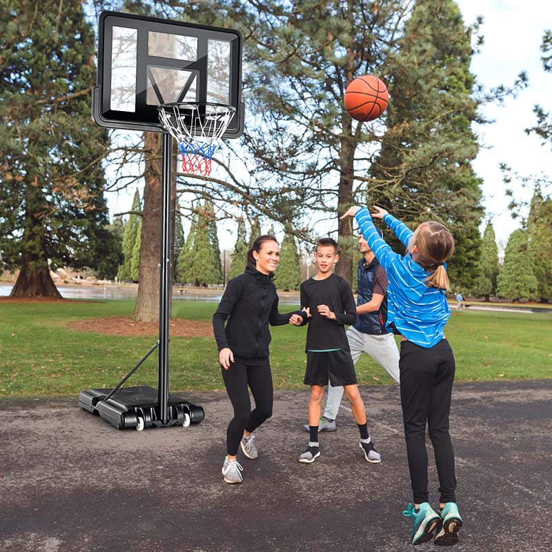 4.5-10FT Portable Basketball Hoop Outdoor, Height Adjustable Basketball Goal System with 44" Backboard & Wheels
