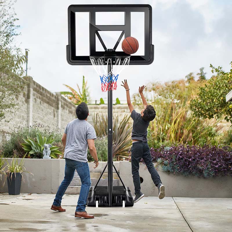 4.5-10FT Portable Basketball Hoop Outdoor, Height Adjustable Basketball Goal System with 44" Backboard & Wheels
