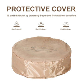 28" 40000 BTU Round Stone Look Outdoor Propane Gas Fire Pit Table with with PVC Cover & Lava Rocks
