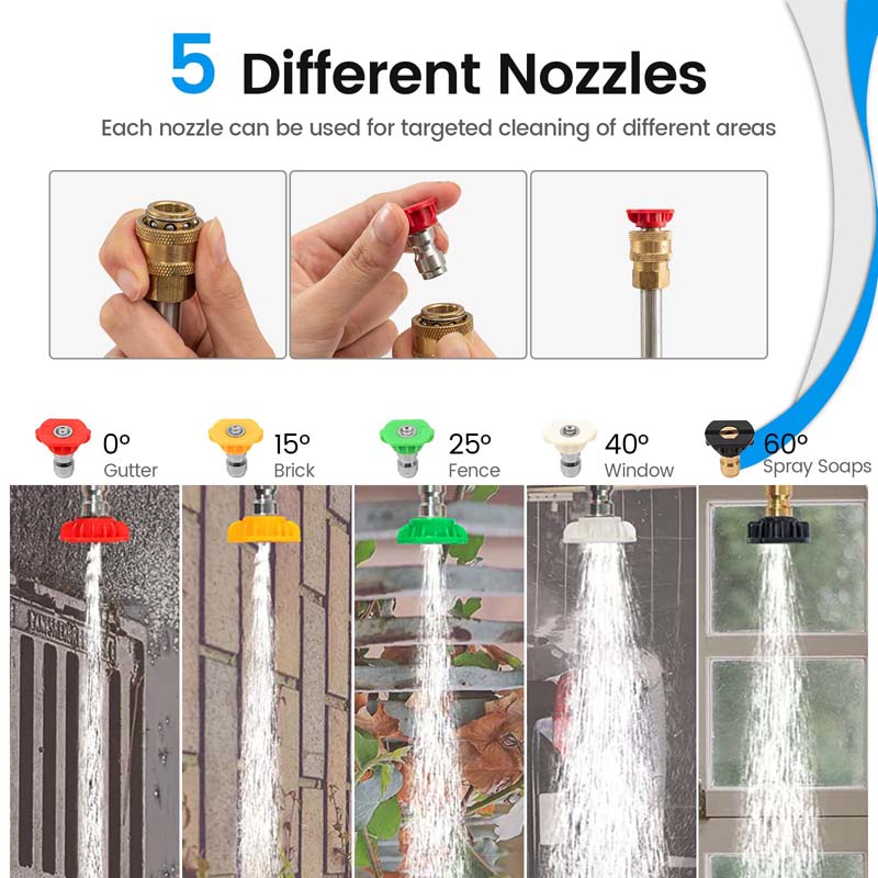 18FT Telescoping Pressure Washer Wand Kit, 4000PSI Commercial Power Washer Extension with 5 Spray Nozzles, 2 Adapters & Support Belt
