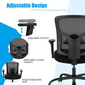 Big and Tall Mesh Office Chair 400 LBS, Ergonomic Executive Desk Chair with Spring Cushion Seat & Adjustable Lumbar Support, Rolling Swivel Task Chair