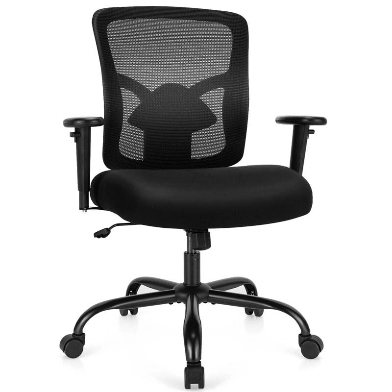 Big and Tall Mesh Office Chair 400 LBS, Ergonomic Executive Desk Chair with Spring Cushion Seat & Adjustable Lumbar Support, Rolling Swivel Task Chair