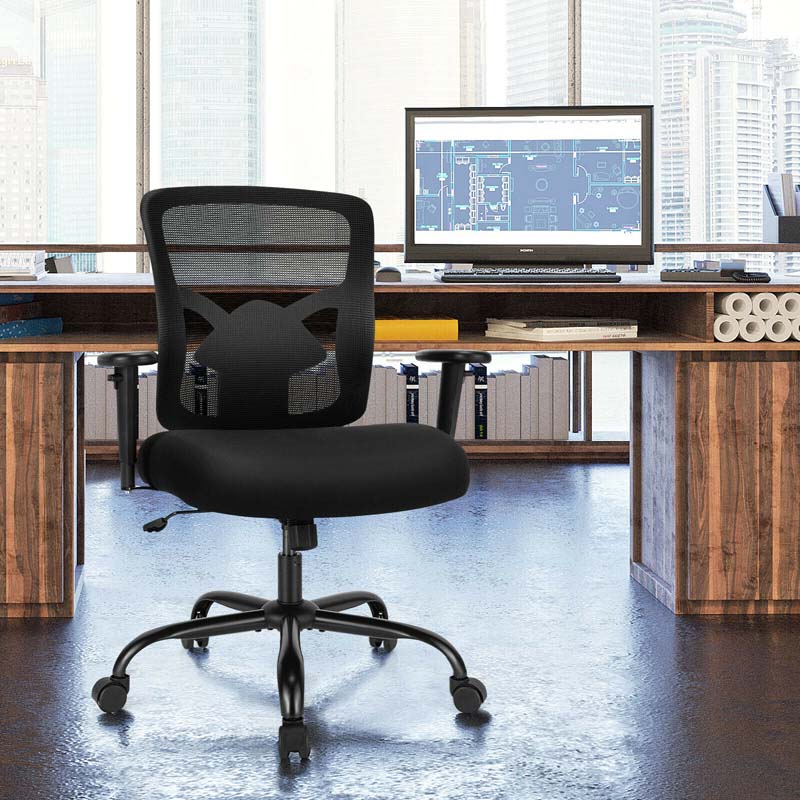 Big and Tall Mesh Office Chair 400 LBS, Ergonomic Executive Desk Chair with Spring Cushion Seat & Adjustable Lumbar Support, Rolling Swivel Task Chair