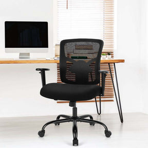 Big and Tall Mesh Office Chair 400 LBS, Ergonomic Executive Desk Chair with Spring Cushion Seat & Adjustable Lumbar Support, Rolling Swivel Task Chair