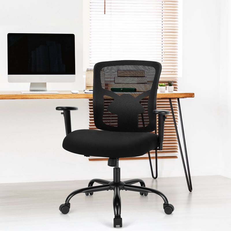 Big and Tall Mesh Office Chair 400 LBS, Ergonomic Executive Desk Chair with Spring Cushion Seat & Adjustable Lumbar Support, Rolling Swivel Task Chair