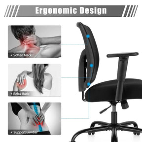 Big and Tall Mesh Office Chair 400 LBS, Ergonomic Executive Desk Chair with Spring Cushion Seat & Adjustable Lumbar Support, Rolling Swivel Task Chair