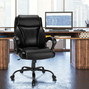 400 LBS Big & Tall Office Chair, Ergonomic Adjustable High Back Leather Executive Chair, Wide Seat Swivel Computer Task Desk Chair for Heavy People
