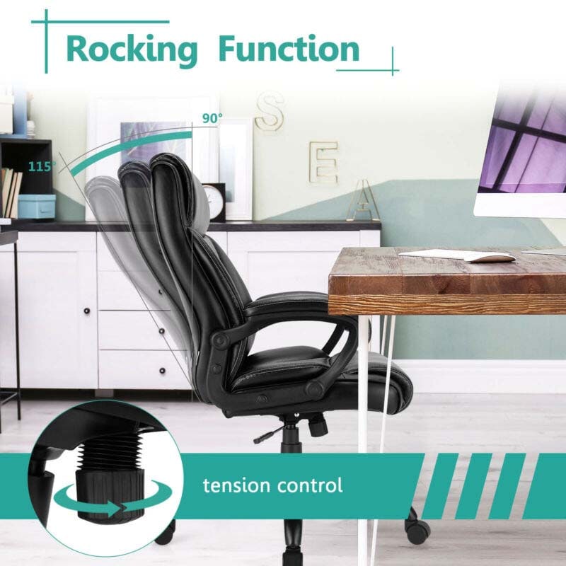 400 LBS Big & Tall Office Chair, Ergonomic Adjustable High Back Leather Executive Chair, Wide Seat Swivel Computer Task Desk Chair for Heavy People