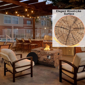 40" Wood-Like Rectangular Fire Table, 50000 BTU Propane Gas Fire Pit Table with Lava Rocks & Cover