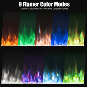 40" Ultra-Thin Electric Fireplace Insert, In-Wall Recessed & Wall Mounted 1500W Fireplace Heater with 9 Flame Colors, Thermostat, Temperature Control
