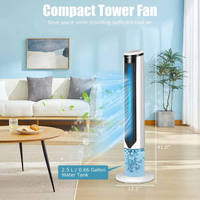 41" Portable Evaporative Air Cooler, 3-in-1 Quiet Oscillating Tower Fan w/ Remote, 3 Modes & 9H Timer, Bladeless Swamp Cooler for Home Office, Bedroom