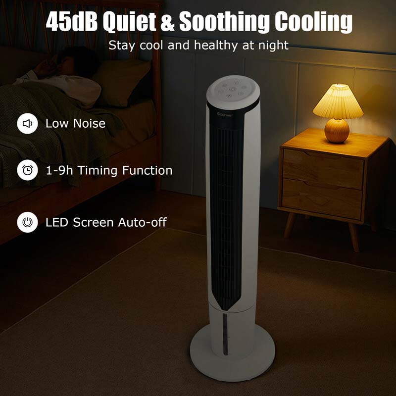 41" Portable Evaporative Air Cooler, 3-in-1 Quiet Oscillating Tower Fan w/ Remote, 3 Modes & 9H Timer, Bladeless Swamp Cooler for Home Office, Bedroom
