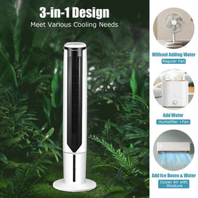 41" Portable Evaporative Air Cooler, 3-in-1 Quiet Oscillating Tower Fan w/ Remote, 3 Modes & 9H Timer, Bladeless Swamp Cooler for Home Office, Bedroom