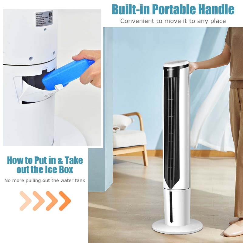 41" Portable Evaporative Air Cooler, 3-in-1 Quiet Oscillating Tower Fan w/ Remote, 3 Modes & 9H Timer, Bladeless Swamp Cooler for Home Office, Bedroom