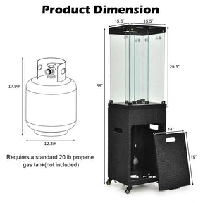 41,000 BTU Propane Patio Heater with Waterproof Cover & Lockable Wheels, Tempered Glass Tube Outdoor Gas Heater for Garden Patio Deck
