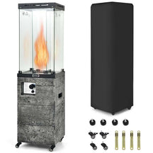 41,000 BTU Propane Patio Heater with Waterproof Cover & Lockable Wheels, Tempered Glass Tube Outdoor Gas Heater for Garden Patio Deck