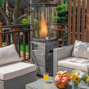 41,000 BTU Propane Patio Heater with Waterproof Cover & Lockable Wheels, Tempered Glass Tube Outdoor Gas Heater for Garden Patio Deck