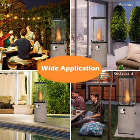 41,000 BTU Propane Patio Heater with Waterproof Cover & Lockable Wheels, Tempered Glass Tube Outdoor Gas Heater for Garden Patio Deck