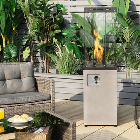 41,000 BTU Propane Patio Heater with Waterproof Cover & Lockable Wheels, Tempered Glass Tube Outdoor Gas Heater for Garden Patio Deck