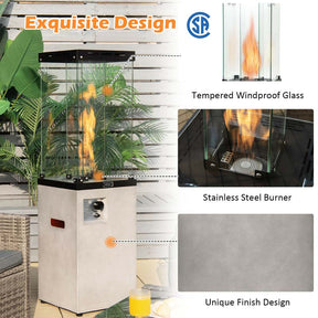 41,000 BTU Propane Patio Heater with Waterproof Cover & Lockable Wheels, Tempered Glass Tube Outdoor Gas Heater for Garden Patio Deck