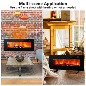 42" Electric Fireplace with 7 Realistic Flame Colors, 1400W Freestanding & Wall-Mounted Electric Fireplace Heater