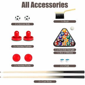48" Multi Game Table, 3-in-1 Foosball Soccer, Billiards & Air Hockey Combo Table for Adults & Kids, Game Room, Arcade, Party, Family Night
