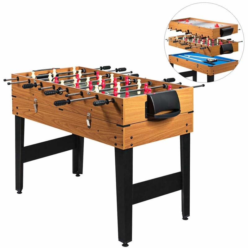 48" Multi Game Table, 3-in-1 Foosball Soccer, Billiards & Air Hockey Combo Table for Adults & Kids, Game Room, Arcade, Party, Family Night