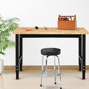 48" Adjustable Bamboo Workbench for Garage, 1500 LBS Heavy-Duty Work Table Hardwood Workstation