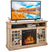 48" Electric Fireplace TV Stand for TVs Up to 55", Modern Wood Media Console with 18" Fireplace Heater, Remote Control & Adjustable Shelves